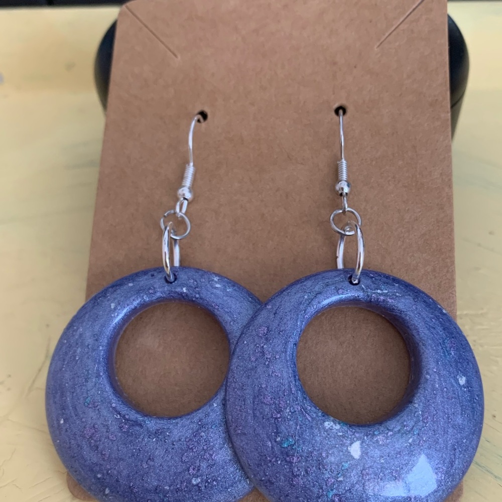 Moon earrings, speckled resin homemade